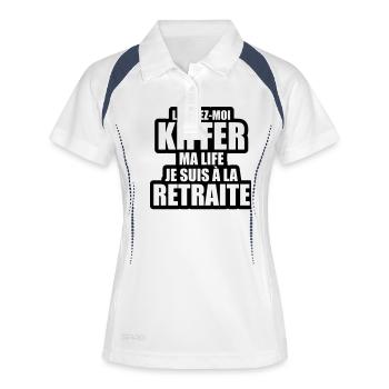 laissez-moi kiffer ma life je suis à la retraite - Polo respirant Femme - blanc/marine - Devant
