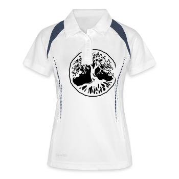 tree of life best angular - Frauen Polo atmungsaktiv - Weiß/Navy - Vorne