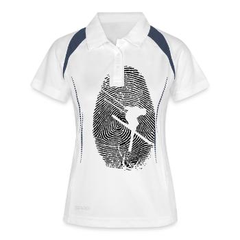 Ski Fingerabdruck - Skiing -Wintersport-Ski fahren - Frauen Polo atmungsaktiv - Weiß/Navy - Vorne