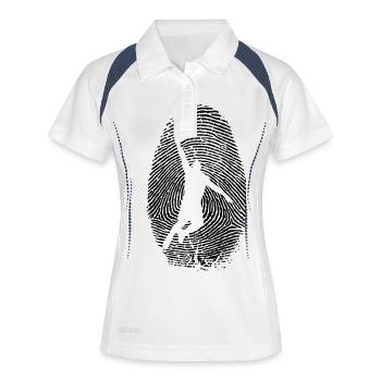 basketball Fingerabdruck - bball - Geschenk -sport - Frauen Polo atmungsaktiv - Weiß/Navy - Vorne