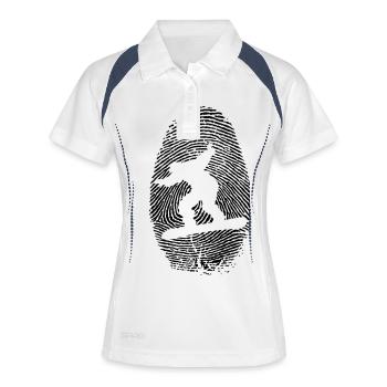 Snowboard Fingerabdruck - Snowboarder -Wintersport - Frauen Polo atmungsaktiv - Weiß/Navy - Vorne