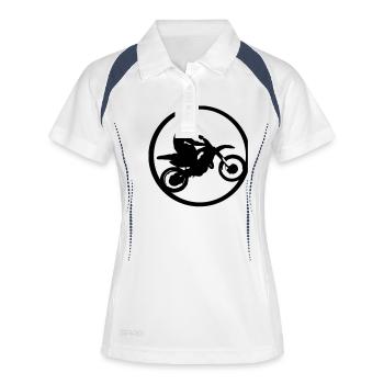 moto - Polo respirant Femme - blanc/marine - Devant