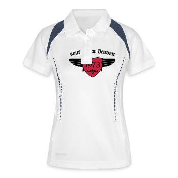 Geburtstag - sent from heaven 1973 - Frauen Polo atmungsaktiv - Weiß/Navy - Vorne
