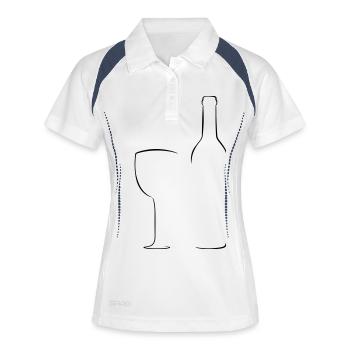 Wine Glass and Bottle - Frauen Polo atmungsaktiv - Weiß/Navy - Vorne