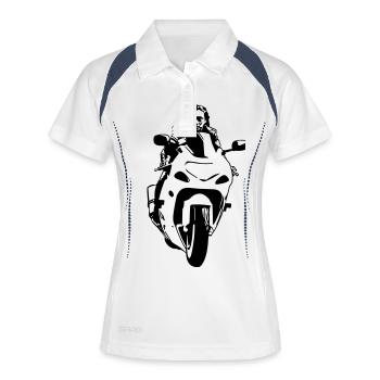moto vect by customstyle - Polo respirant Femme - blanc/marine - Devant