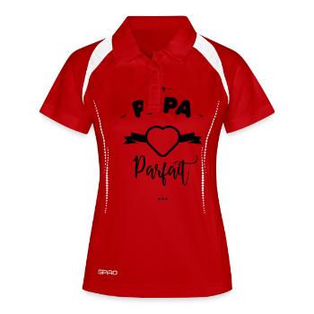 Papa parfait - - Polo respirant Femme - blanc/marine - Devant