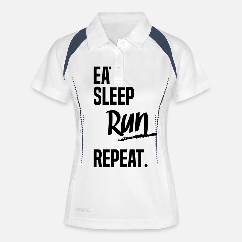 EAT SLEEP RUN - Women's Polo breathable - white/navy