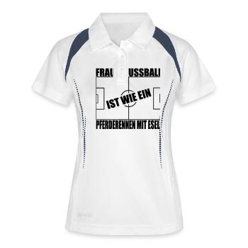female soccer - Women's Polo breathable - white/navy - Front
