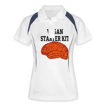 Vegan veggie vegan saying - Women's Polo breathable - white/navy - Front