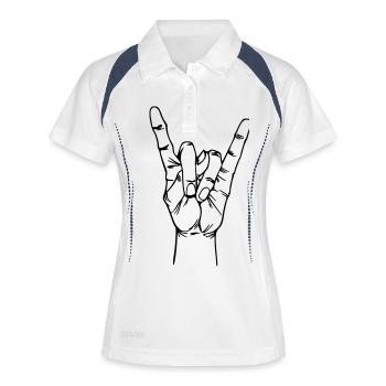 main en métal - Polo respirant Femme - blanc/marine - Devant