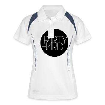 party hard - Frauen Polo atmungsaktiv - Weiß/Navy - Vorne