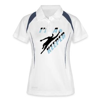 je suis un gardien de but torhueter tenant football sc - Polo respirant Femme - blanc/marine - Devant