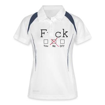Fuck me! 2c - Frauen Polo atmungsaktiv - Weiß/Navy - Vorne