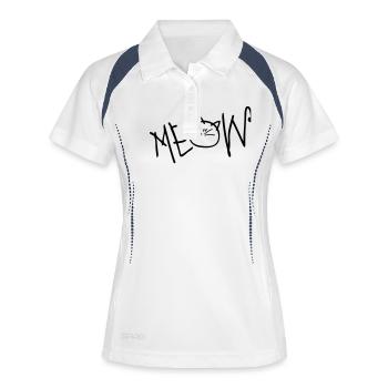 MEOW texte chat - Polo respirant Femme - blanc/marine - Devant