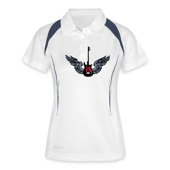 guitar_wings_042013_a_3c - Women's Polo breathable - white/navy - Front