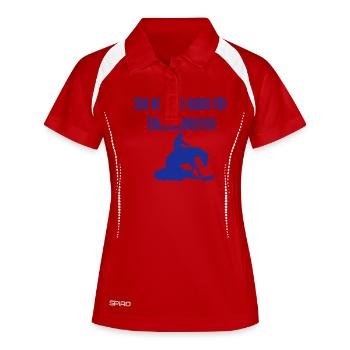 Ich bremse auch für Englischreiter - Frauen Polo atmungsaktiv - Weiß/Navy - Vorne