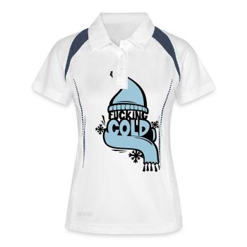 fucking cold - Frauen Polo atmungsaktiv - Weiß/Navy - Vorne
