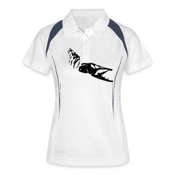 pike_bone1 - Frauen Polo atmungsaktiv - Weiß/Navy - Vorne