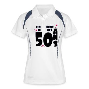 bien_conserve_pour_mes_50_ans - Polo respirant Femme - blanc/marine - Devant