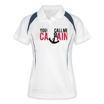 Vous pouvez m'appeler capitaine ancre Design - Polo respirant Femme - blanc/marine - Devant