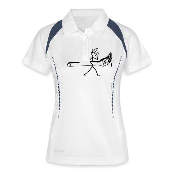 Maler mit Heizungspinsel - Frauen Polo atmungsaktiv - Weiß/Navy - Vorne