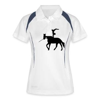Voltigieren Handstand rückwärts - Frauen Polo atmungsaktiv - Weiß/Navy - Vorne