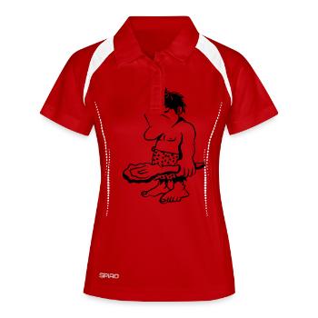 Caveman Caveman Club drôle - Polo respirant Femme - blanc/marine - Devant