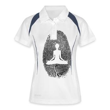 Bien-être yoga - workout - Namaste - empreintes - Polo respirant Femme - blanc/marine - Devant