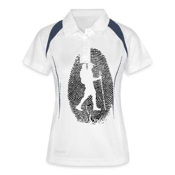 Wandern Fingerabdruck -trekking - outdoor - hiking - Frauen Polo atmungsaktiv - Weiß/Navy - Vorne