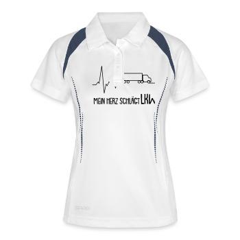 mein herz schlägt lkw - Frauen Polo atmungsaktiv - Weiß/Navy - Vorne