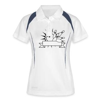 bannière texte champ écrire nom blanc zone bowling - Polo respirant Femme - blanc/marine - Devant