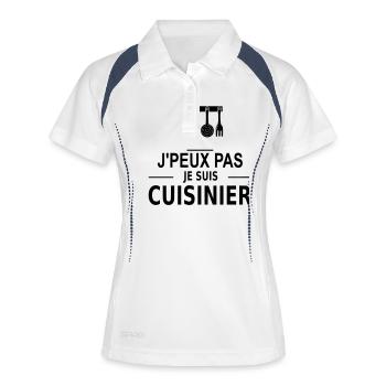 j'peux pas je suis cuisinier - Frauen Polo atmungsaktiv - Weiß/Navy - Vorne