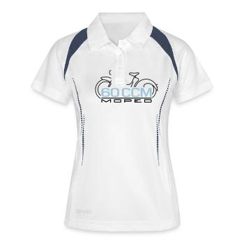 Emblème de cyclomoteur SR2 60cc - Polo respirant Femme - blanc/marine - Devant