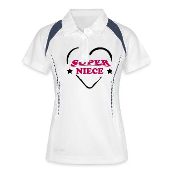 COUSIN, NEFFE, BRUDER, NICHTE - Frauen Polo atmungsaktiv - Weiß/Navy - Vorne