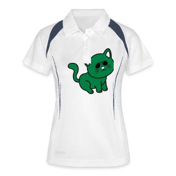 cool cat - Frauen Polo atmungsaktiv - Weiß/Navy - Vorne