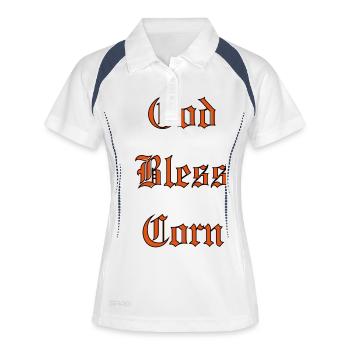 GodBlessCorn - Polo respirant Femme - blanc/marine - Devant