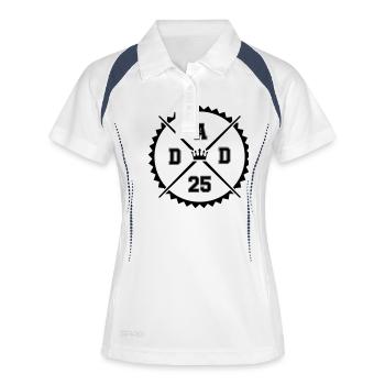 dad 25 - Frauen Polo atmungsaktiv - Weiß/Navy - Vorne