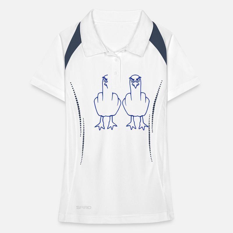 2 Seagulls Middle Finger Insult Stinkfinger Team Women's Polo breathable