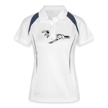 skelett_hand - Frauen Polo atmungsaktiv - Weiß/Navy - Vorne