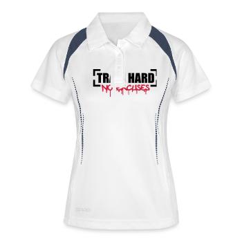 Train Hard No Excuses - Women's Polo breathable - white/navy - Front