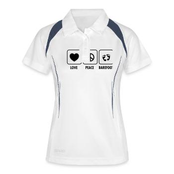 Love, Peace, Barefoot - Polo respirant Femme - blanc/marine - Devant