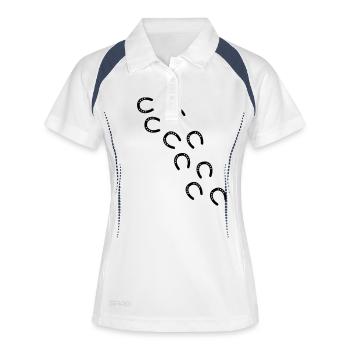 empreintes fer à cheval - Polo respirant Femme - blanc/marine - Devant