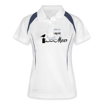 Therapie am Meer - Frauen Polo atmungsaktiv - Weiß/Navy - Vorne