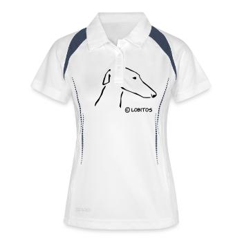 Tête de lévrier - Polo respirant Femme - blanc/marine - Devant
