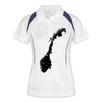 Sogn. Im Herzen von Norwegen. - Frauen Polo atmungsaktiv - Weiß/Navy - Vorne