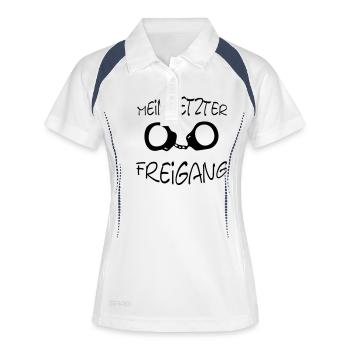 MEIN LETZTER FREIGANG - Frauen Polo atmungsaktiv - Weiß/Navy - Vorne