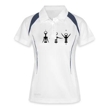 Wein-Workout - Frauen Polo atmungsaktiv - Weiß/Navy - Vorne