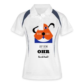 Bernie-hört-nix - Frauen Polo atmungsaktiv - Weiß/Navy - Vorne