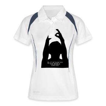 Let me show you the world in my eyes - Frauen Polo atmungsaktiv - Weiß/Navy - Vorne