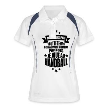 parfois je joue au handball - Polo respirant Femme - blanc/marine - Devant